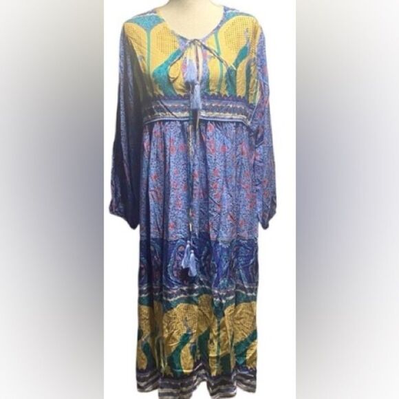 R. Vivimos Womens Multicolor Bohemian Midi Dress Size Medium - Picture 1 of 5